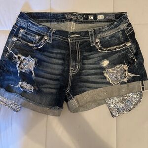 Miss Me Sequin Jean Shorts Sz 32